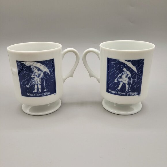 The Morton Salt Girls Pedestal Coffee Cups Set 150 Year Anniversary Advertising - Picture 4 of 6